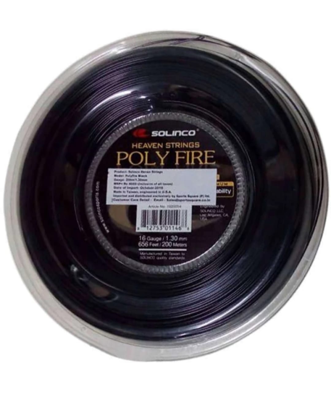 SOLINCO POLYFIRE REEL 1.30MM TENNIS STRING - 200 M (BLACK)